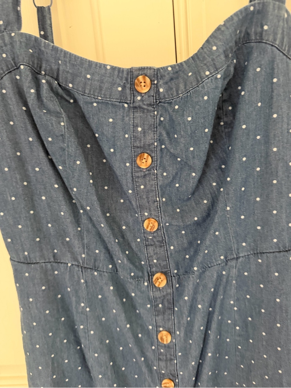Market & Spruce Blue Polka-Dot Button-Front Midi Dress - Picture 2 of 9